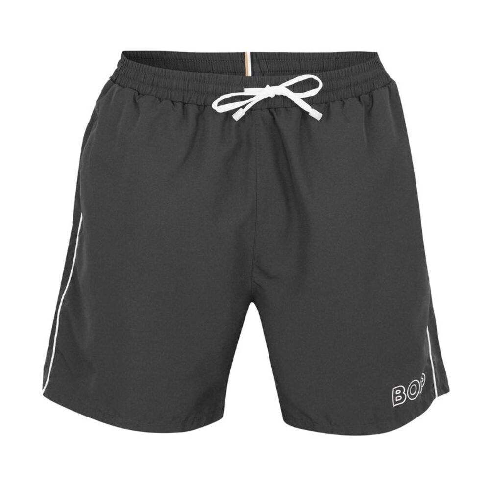Boss Mens Side Stripe Swim Shorts / Black